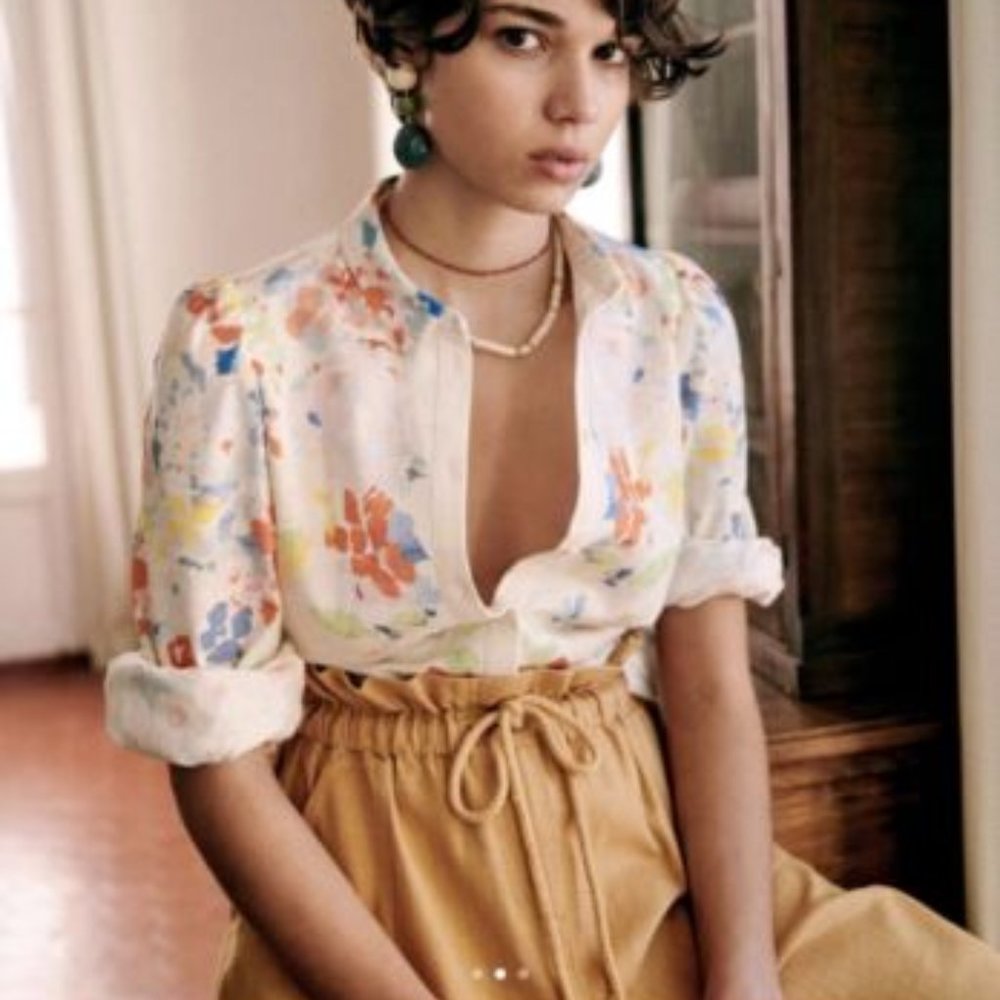 Sezane Claudio linen & cotton shirt 36 FR UK 4